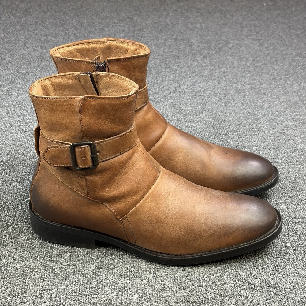Johnston & Murphy Whitaker Harness Ankle Boots Chestnut Brown Leather Men's 8.5
